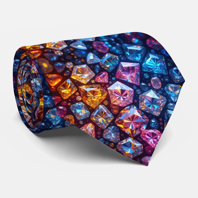 Faux Silke Gemstone Diamond Luxury Neck Tie Slips (Rullad)
