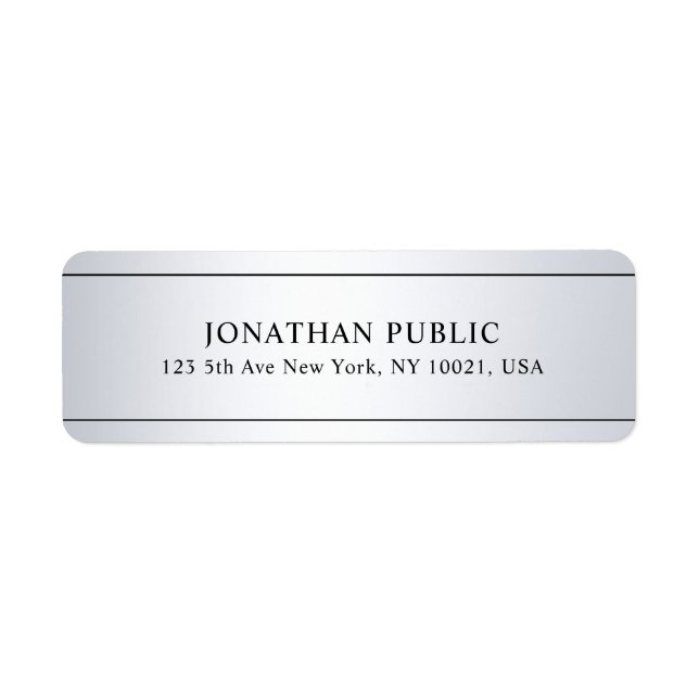 Faux Silver-Anpassningsbarna ser modern ren mall Returadress Etikett (Framsidan)