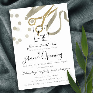 FAUX SILVER BANDSKÄRNING GRAND OPENING-CEREMONI INBJUDNINGAR