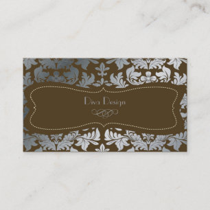 Faux silver baroque damask/DIY-choklad Visitkort
