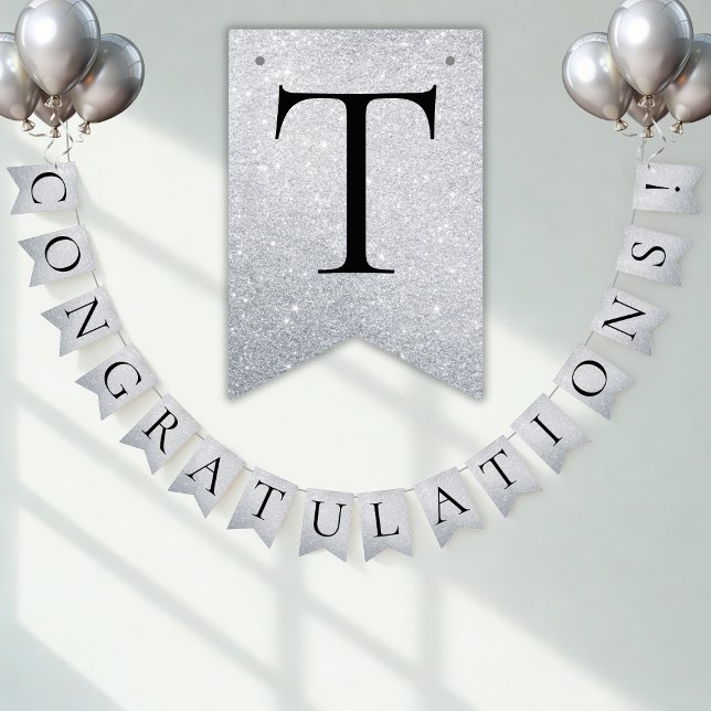 Faux Silver CONGRATULATIONS! Customizable Party Vimplar (Skapare uppladdad)