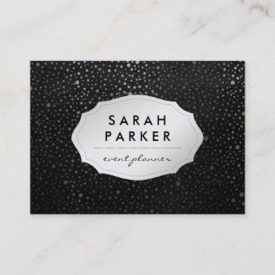 Faux Silver-etikett med Chic Metallic Dot Mönster Visitkort
