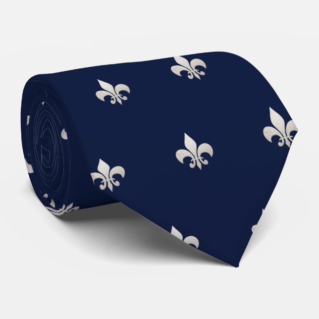 Faux Silver Fleur de lis DIY Navy Blue Slips (Rullad)