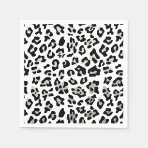 Faux Silver Foil Black Leopard Print Mönster Pappersservett