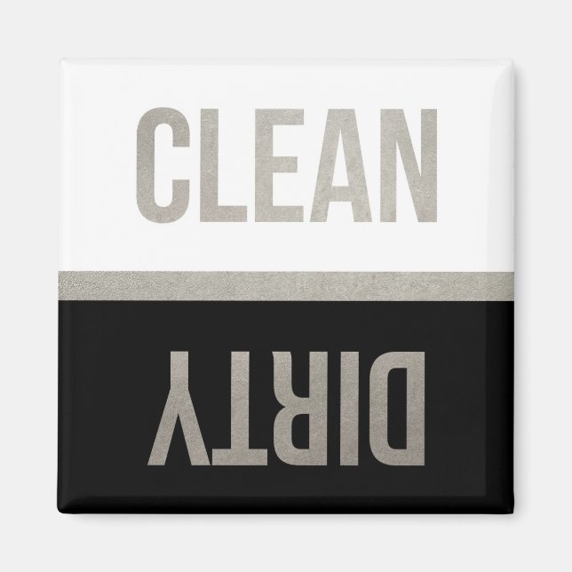 Faux Silver Foil Clean Dirty Dishwasher Magnet (Framsidan)