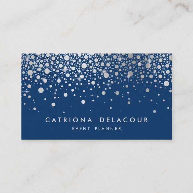 Faux Silver Foil Confetti | Affärskort inom flotta Visitkort (Framsida)