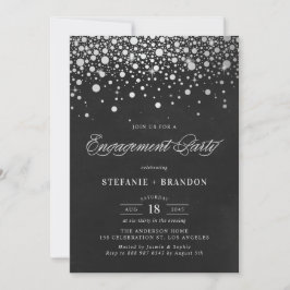 Faux Silver Foil Confetti Chalkboard-Förlovning Inbjudningar