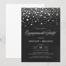 Faux Silver Foil Confetti Chalkboard-Förlovning Inbjudningar