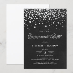 Faux Silver Foil Confetti Chalkboard-Förlovning Inbjudningar