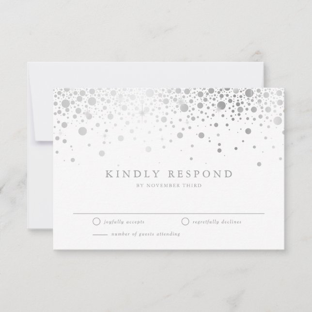 Faux Silver Foil Confetti Dots, Bröllop OSA Card (Framsida)