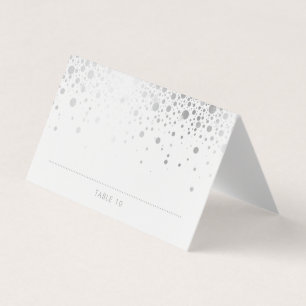 Faux Silver Foil Confetti Dots Bröllop Place Cards Kort