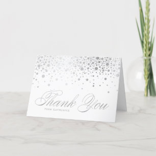 Faux Silver Foil Confetti Dots Bröllop Tack Kort