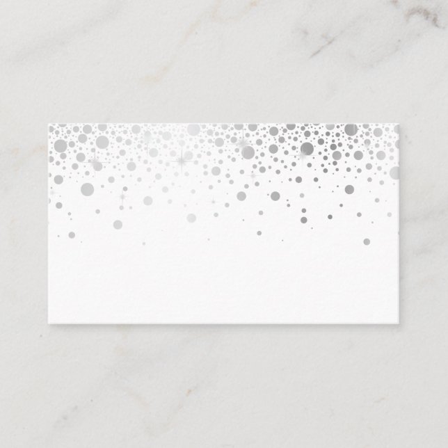 Faux Silver Foil Confetti Dots | Modern Placeringskort (Framsida)