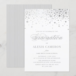 Faux Silver Foil Confetti Dots Studenten Inbjudningar