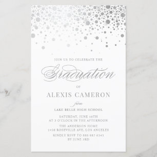 Faux Silver Foil Confetti Studenten Inbjudan