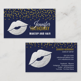 Faux Silver Foil Läppar och Confetti Makeup Artist Visitkort