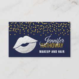 Faux Silver Foil Läppar och Confetti Makeup Artist Visitkort