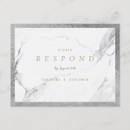 Faux silver foil marble lyxury modern bröllop OSA Inbjudan Vykort