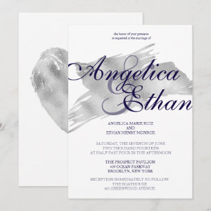 Faux Silver Foil, Modern Bröllop Inbjudningar