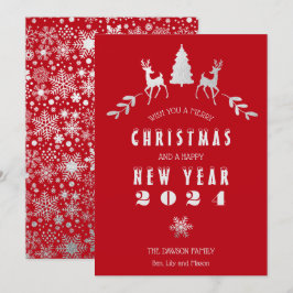 Faux Silver Foil och Red God jul Card Inbjudningar