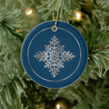 Faux Silver Foil Snowflake on Blue (not Real Foil)