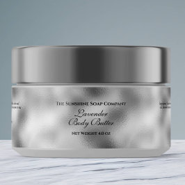 Faux Silver Foil Stil Cosmetics Burk etikett