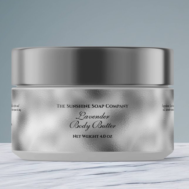 Faux Silver Foil Stil Cosmetics Burk etikett (Skapare uppladdad)