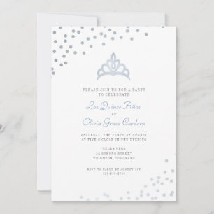 Faux Silver Foil Tiara Quinceañera Party Inbjudningar