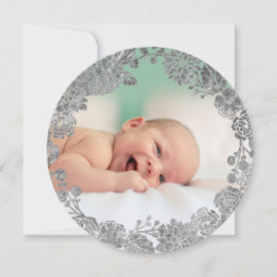 Faux silver foil wandeans nyfödd bebis God jul Julkort
