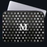 Faux Silver Glitter & Black Monogram Polka Dot<br><div class="desc">Dekorera datorn med den här edgy och söta sleeven för faux silver och svartpolka punkter. Lägg till ditt första monogram eller ta bort det bara för designen.</div>