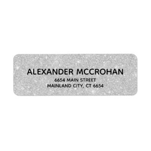 Faux Silver Glitter Foil Returadress Returadress Etikett