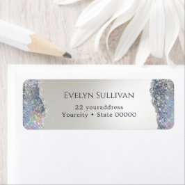 Faux Silver Glitter Foil Return-adressetikett Returadress Etikett