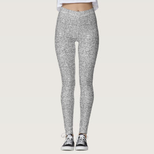 Faux Silver Glitter och lamorlegeringar Leggings
