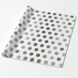 Faux Silver Glitter och White Medium Polka Dot Presentpapper