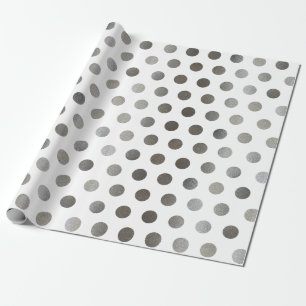 Faux Silver Glitter och White Medium Polka Dot Presentpapper