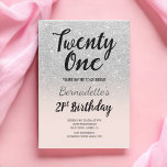 Faux silver glitter ombre 21:a födelsedagen inbjudningar<br><div class="desc">21:a födelsedag Faux glitter om  rosa 21:a födelsedag En modern 21:a födelsedag med modern,  originell och enkel faux-inbjudan från silver glitter och handskriven stil penseltypografi på ett helt anpassade silver  rosa bakgrund . Om du behöver någon text som har ändrats och anpassats,  tveka inte att kontakta mig!</div>
