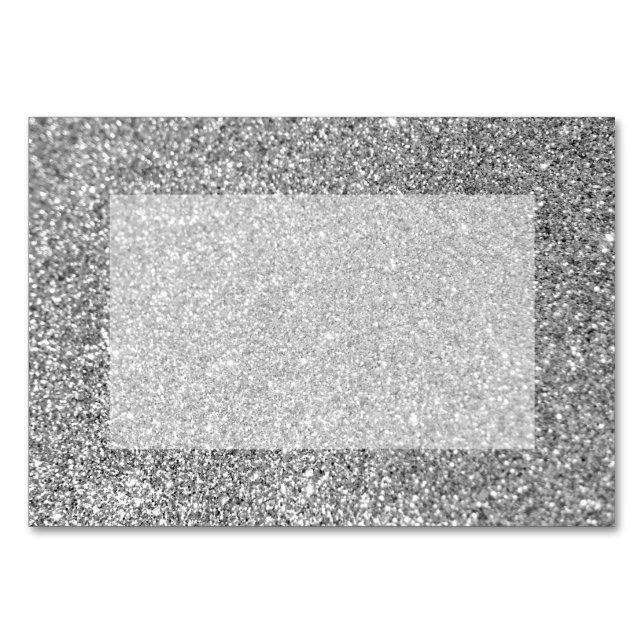 Faux Silver Glitter Photo Bordsnummer (Baksidan)