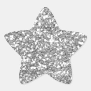 Faux Silver Glitter Stjärnformat Klistermärke