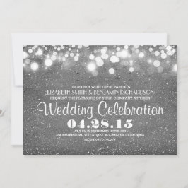 faux silver glitter string ljus bröllopsinbjudans inbjudningar