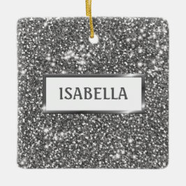 Faux Silver Glitter Struktur utseende och eget nam Julgransprydnad Keramik