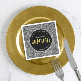 Faux Silver Glitter Student Studenten Pappersservett