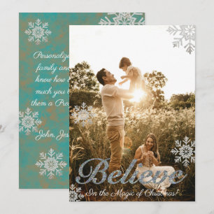 Faux Silver Glitter Tro Photo Julkort