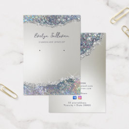 Faux silver glitter-visning för folie av smycken visitkort