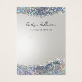 Faux silver glitter-visning för folie av smycken visitkort