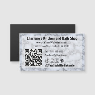 Faux Silver Grått Marble Magnetic Affärskort