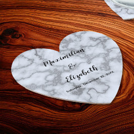 Faux Silver Grått Marble-Silver Bröllop-årsdagen Underlägg Papper