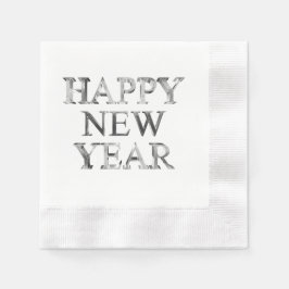 Faux Silver Grått Typography Gott nytt år Napkins Pappersservett