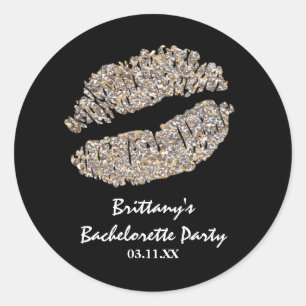 Faux Silver Guld Gnistra Läppar Kiss Party favor Runt Klistermärke