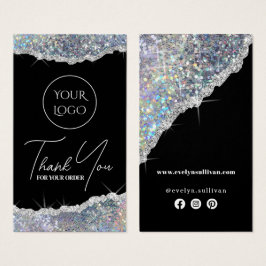 Faux silver iridescent glitter paket visitkort