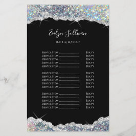 Faux silver iridescent glitter pris listflygare flygblad